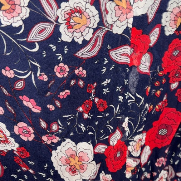 Greylin Navy and Red Floral Silk Mini Dress - Picture 5 of 13
